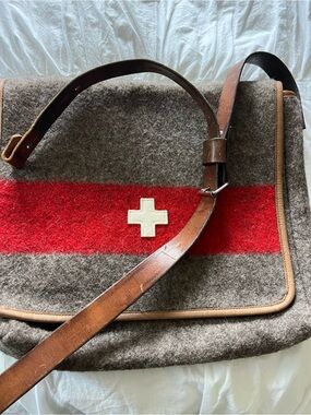 Authentic Wool Swiss Army Blanket Messenger Bag